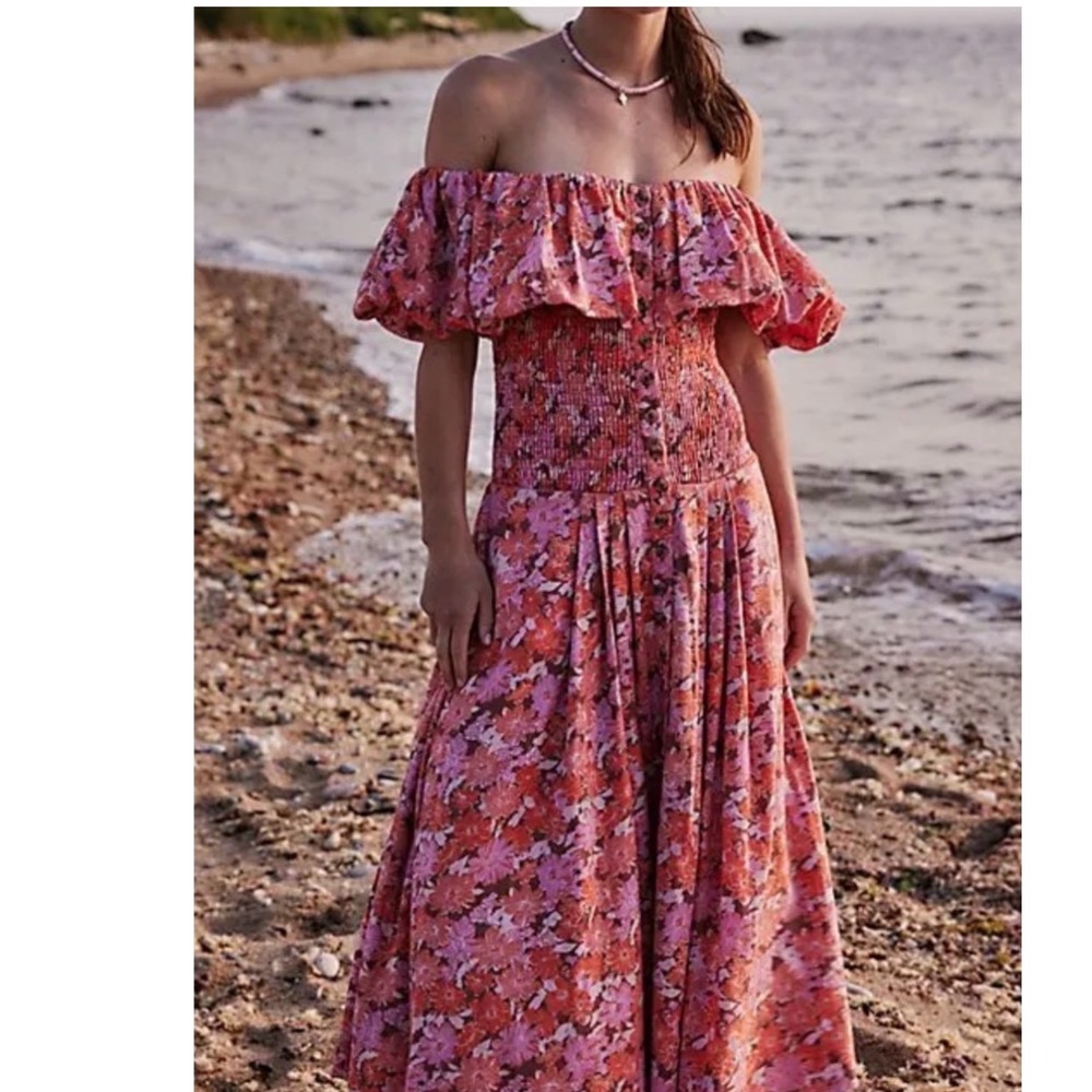 Free people Lewis Maxi Dress Off-Shoulder Floral Size L
